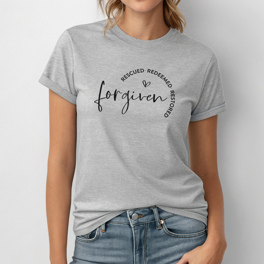 Forgiven, Rescued, Redeemed, Restored - Christian Tee